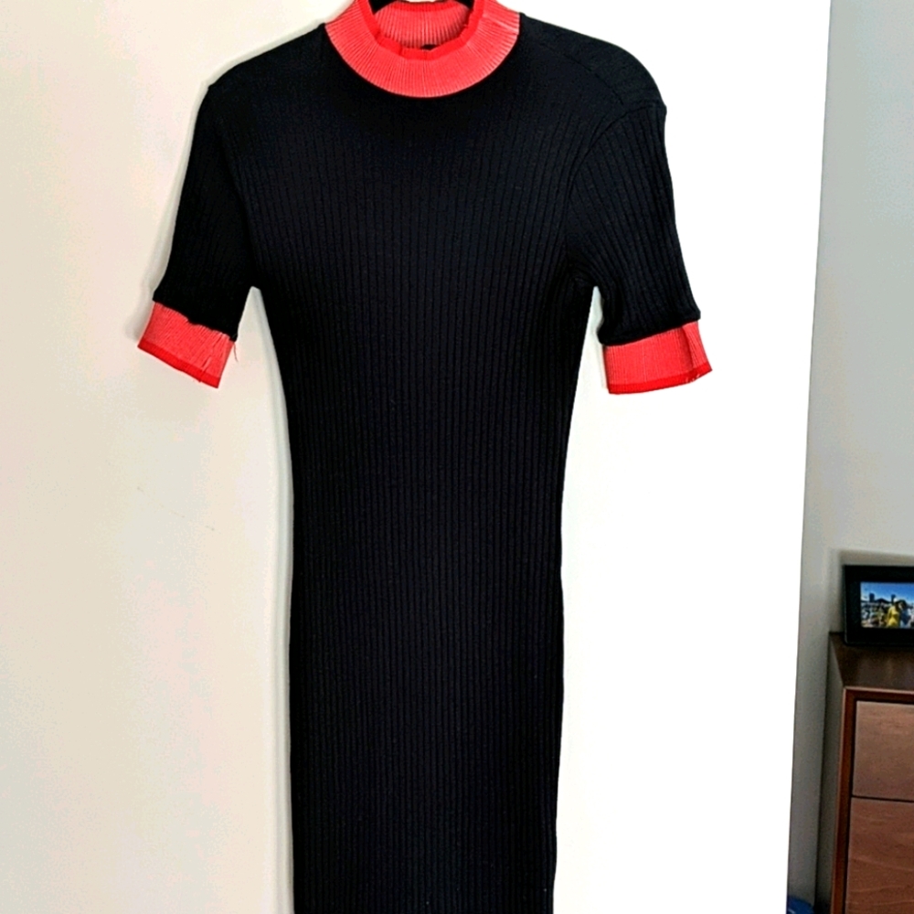 Zara knit dress navy and red
